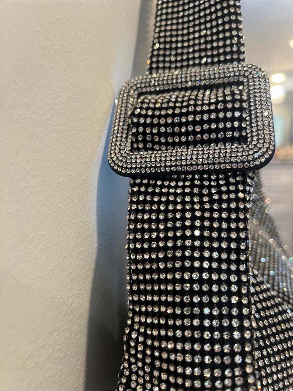 Black Rhinestone-Embellished Shoulder Bag - Picture 3 of 5